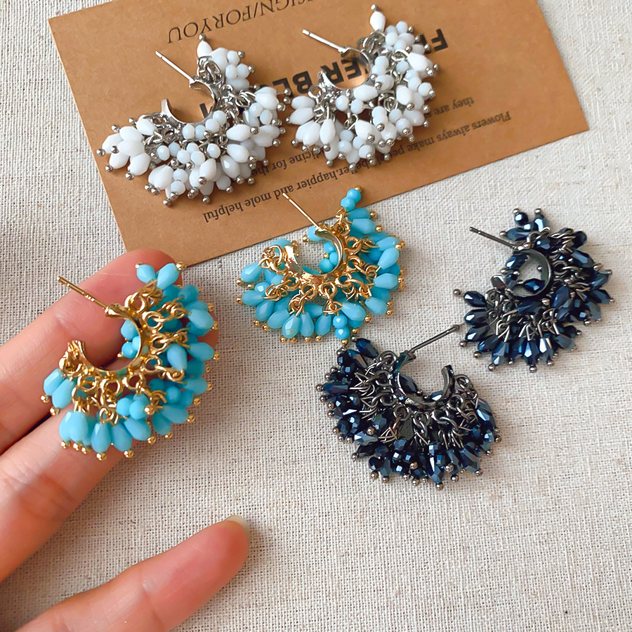 Tassel Earrings Boho - ﻿ Elegant Crystal Beaded Tassel Earrings