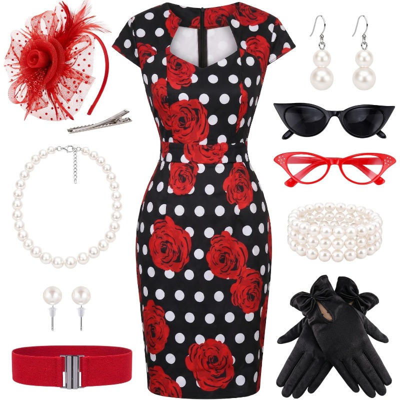 Women'S Accessories In The 1950S - 10PCS/SET Ladies Retro 1950s Dresses for