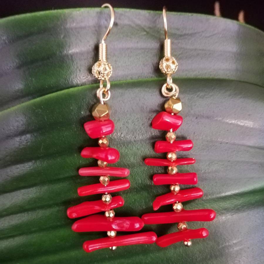 Women Irregular Branch Red Cor - Tassel Earrings Boho review and price