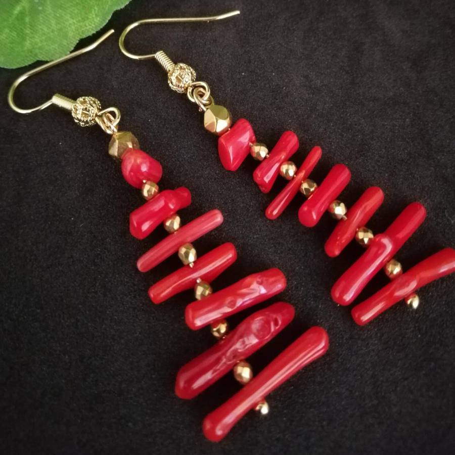 Women Irregular Branch Red Cor - Tassel Earrings Boho review and price
