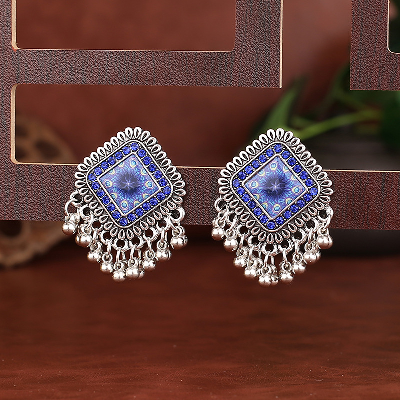 Vintage Ethnic Silver Color Sq - Tassel Earrings Boho review and price