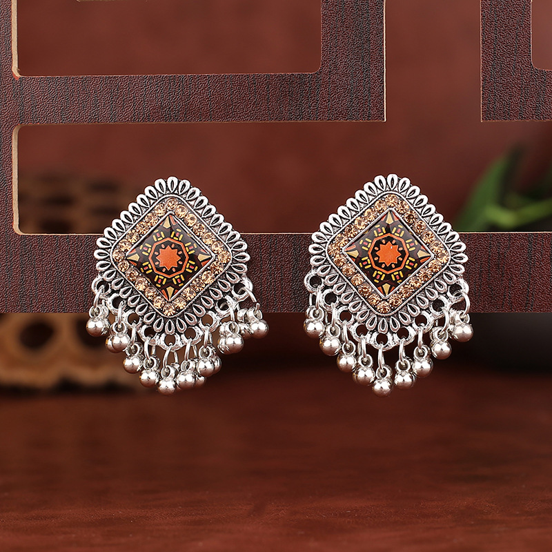 Vintage Ethnic Silver Color Sq - Tassel Earrings Boho review and price