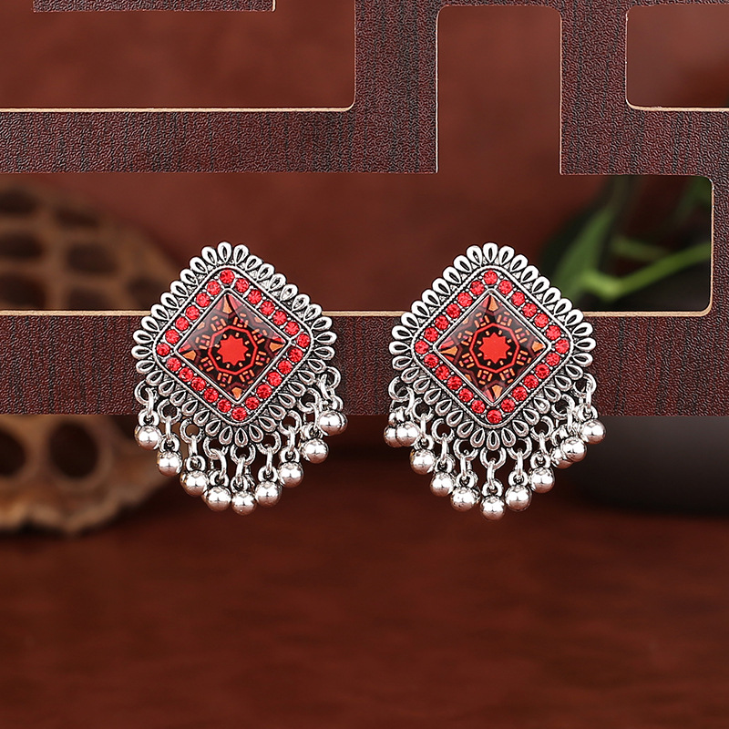 Vintage Ethnic Silver Color Sq - Tassel Earrings Boho review and price