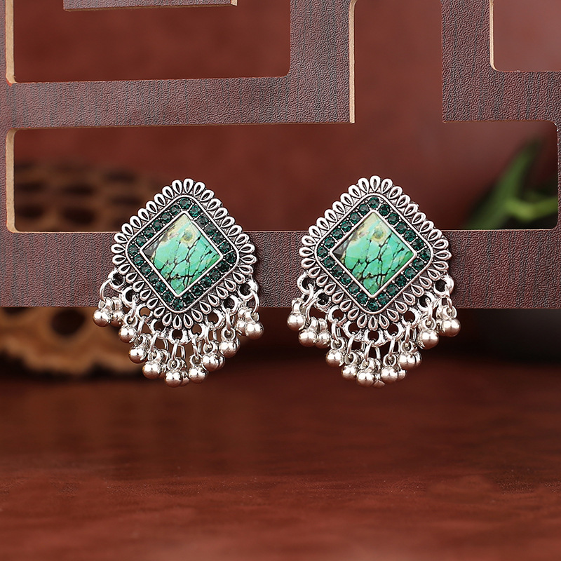 Vintage Ethnic Silver Color Sq - Tassel Earrings Boho review and price
