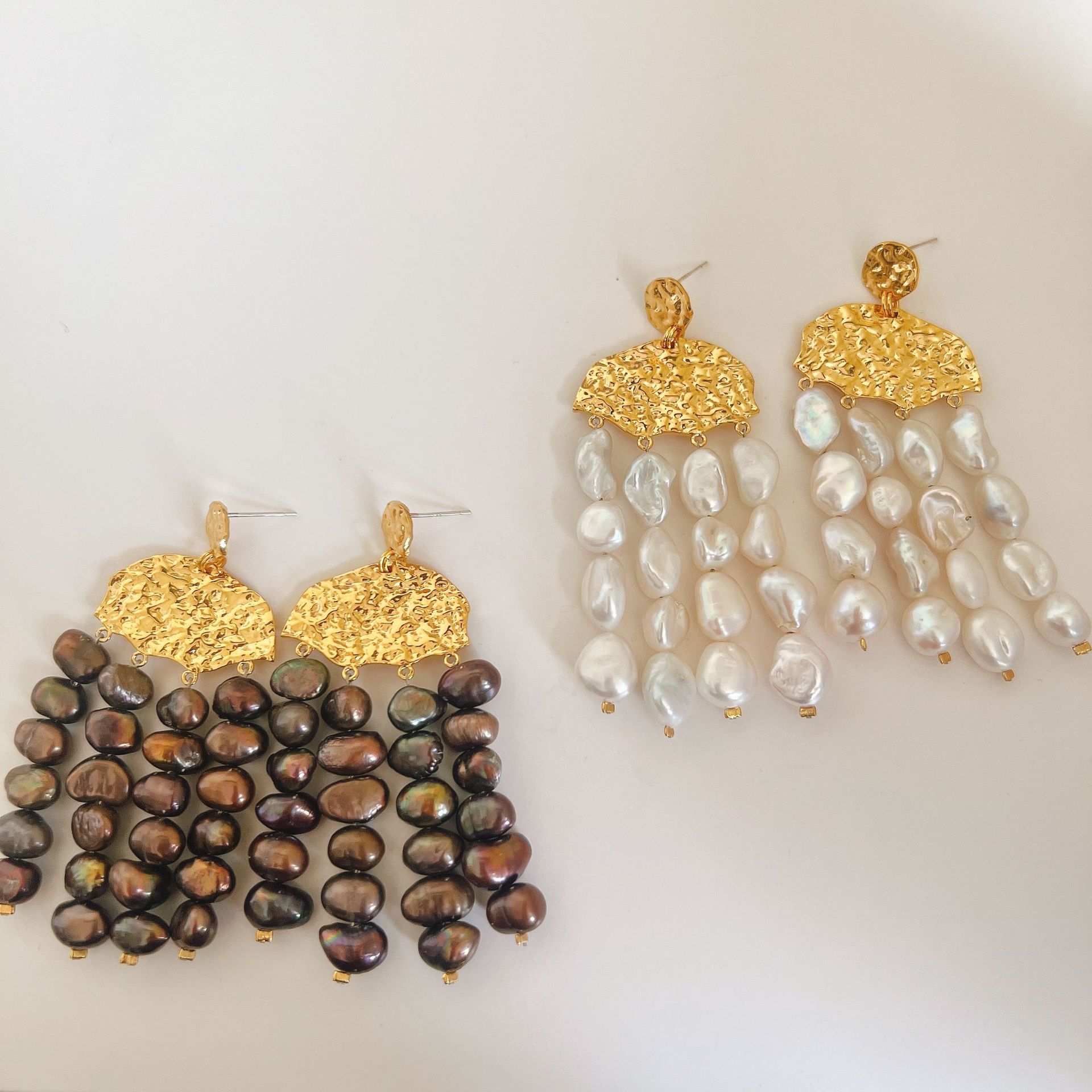 Brass With 18K Gold Real Pearl - Tassel Earrings Boho review and price