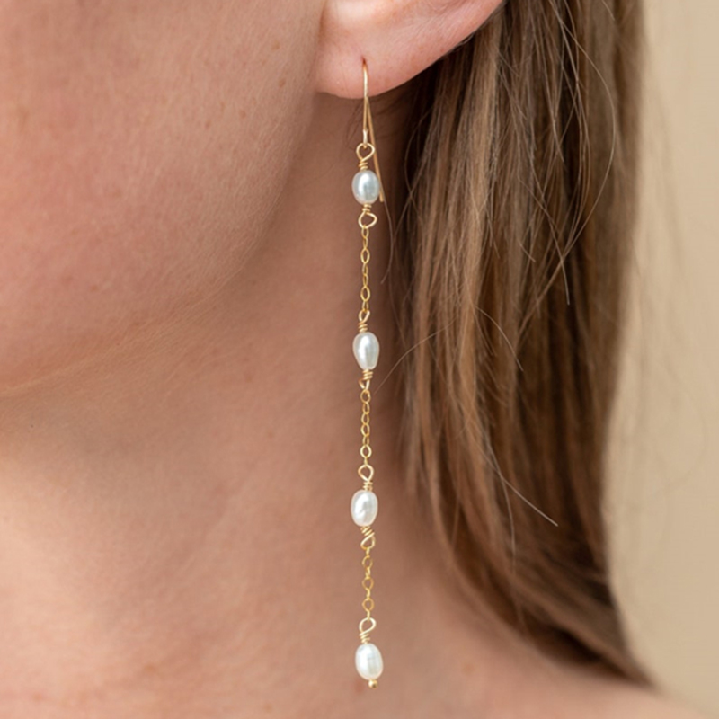 14K Gold Filled Natural Pearl  - Tassel Earrings Boho review and price