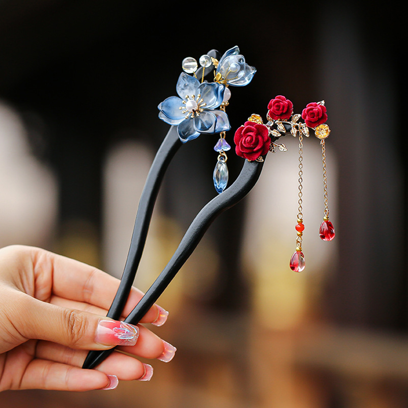 Chinese Style Flower Tassel Ha - Pearl Hair Pin review and price