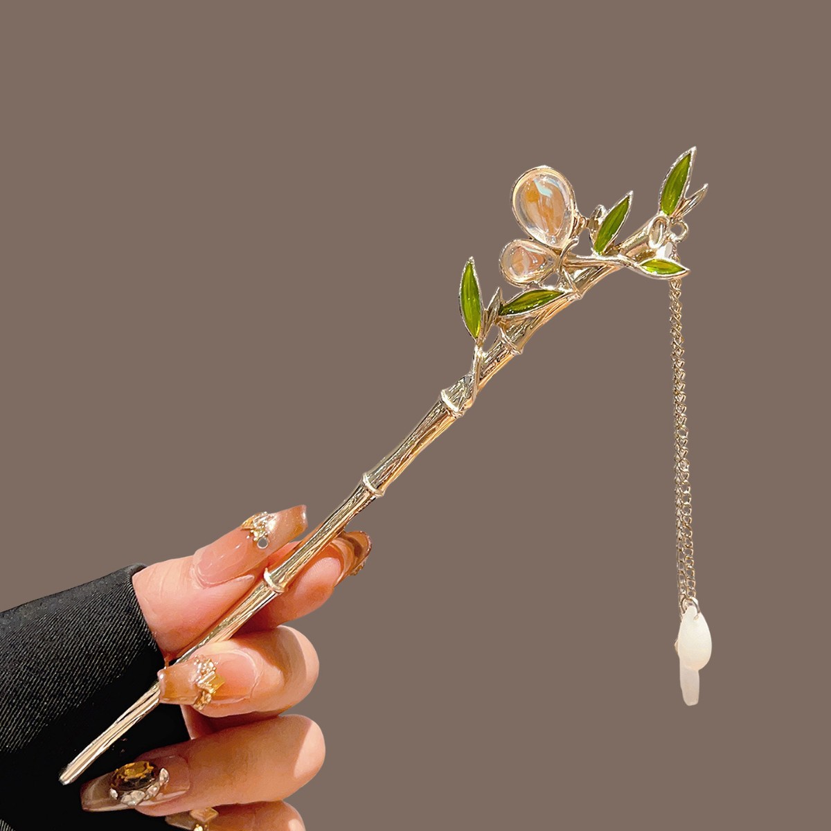 Green Bamboo Tassel Hair Stick - Pearl Hair Pin review and price