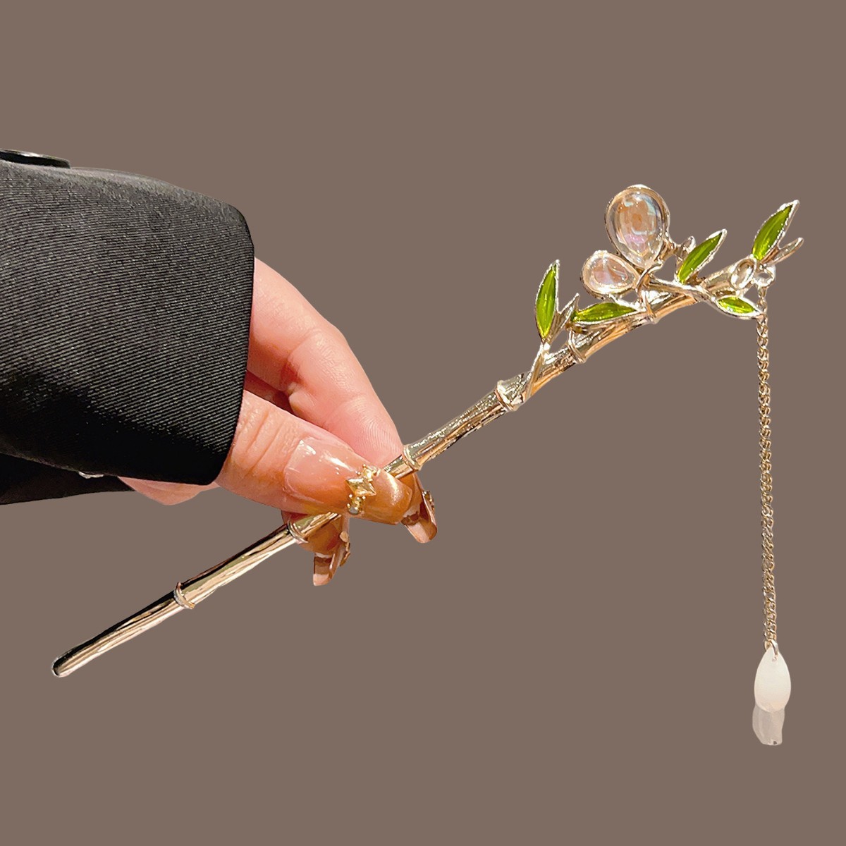 Green Bamboo Tassel Hair Stick - Pearl Hair Pin review and price