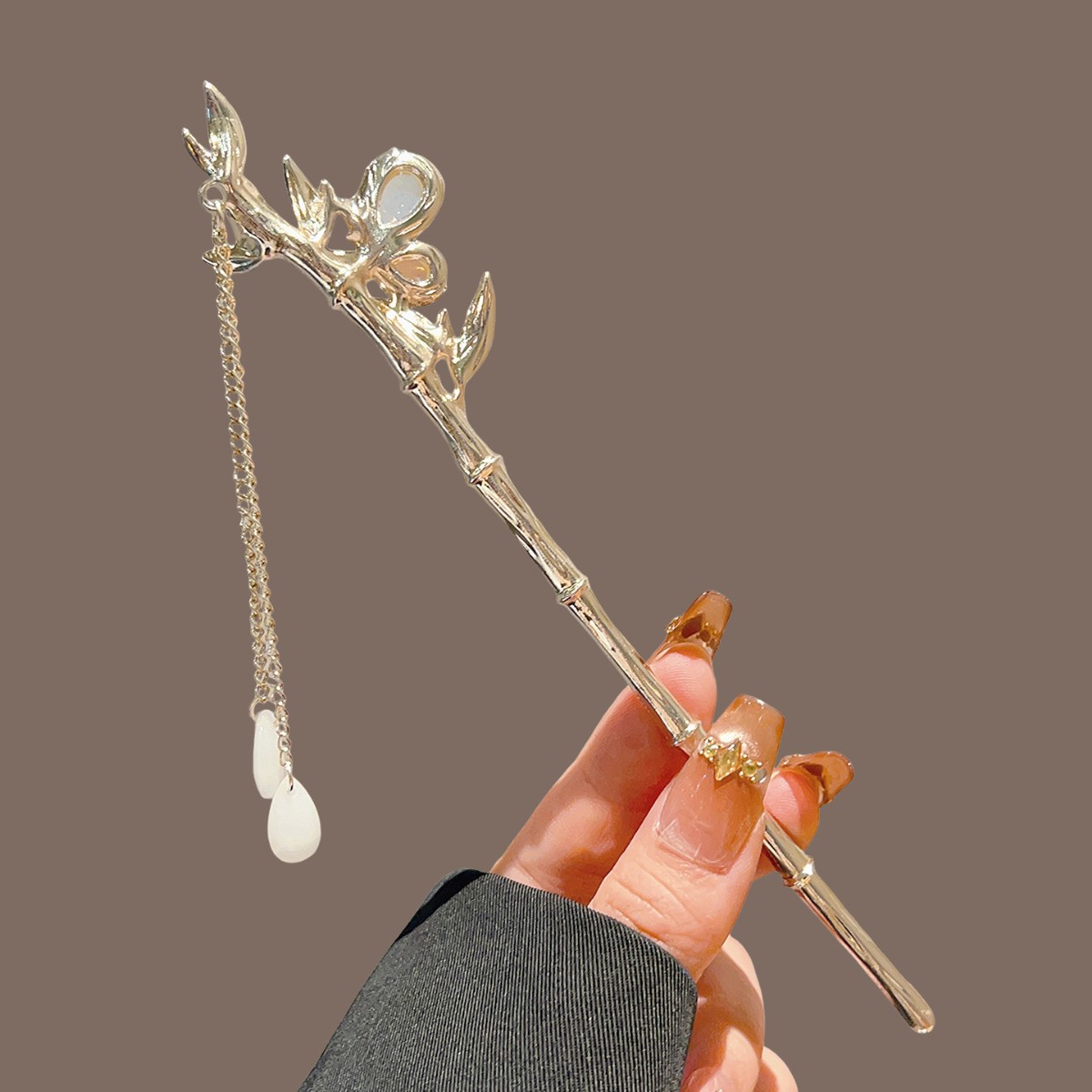 Green Bamboo Tassel Hair Stick - Pearl Hair Pin review and price