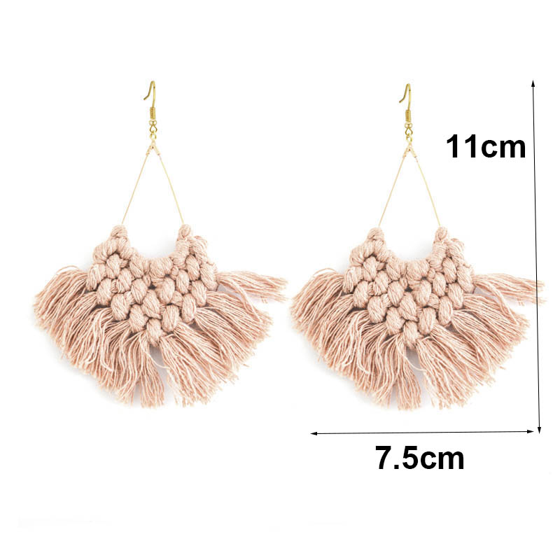 New Big Handmake Weaving Bohem - Tassel Earrings Boho review and price