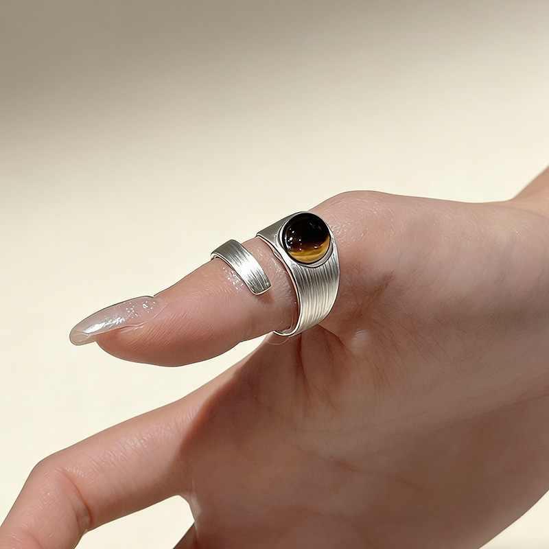 MOJOY Retro Amber Stone Inlay  - Women Accessories Drawing review and price